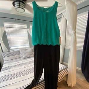Elegant Teal and Black Romper